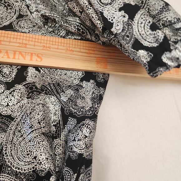 MICHAEL KORS Womens Black Silver Metallic Faux Wrap Top NWT 3X Holiday Festive - Picture 6 of 11